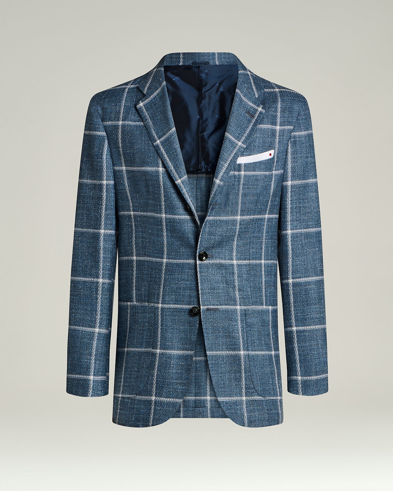 GIACCA MONOPETTO A QUADRI IN BLEND PREGIATO