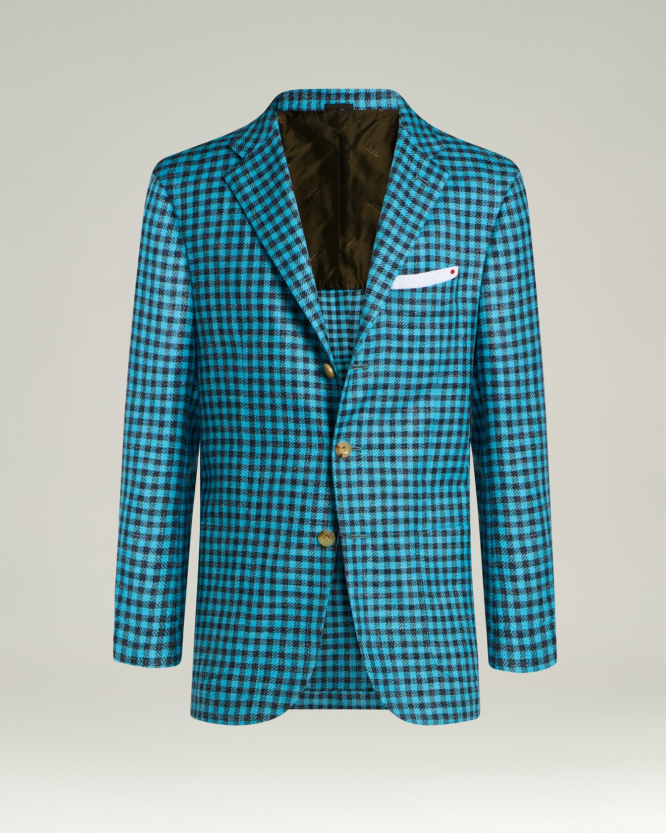 GIACCA MONOPETTO A QUADRI IN BLEND PREGIATO