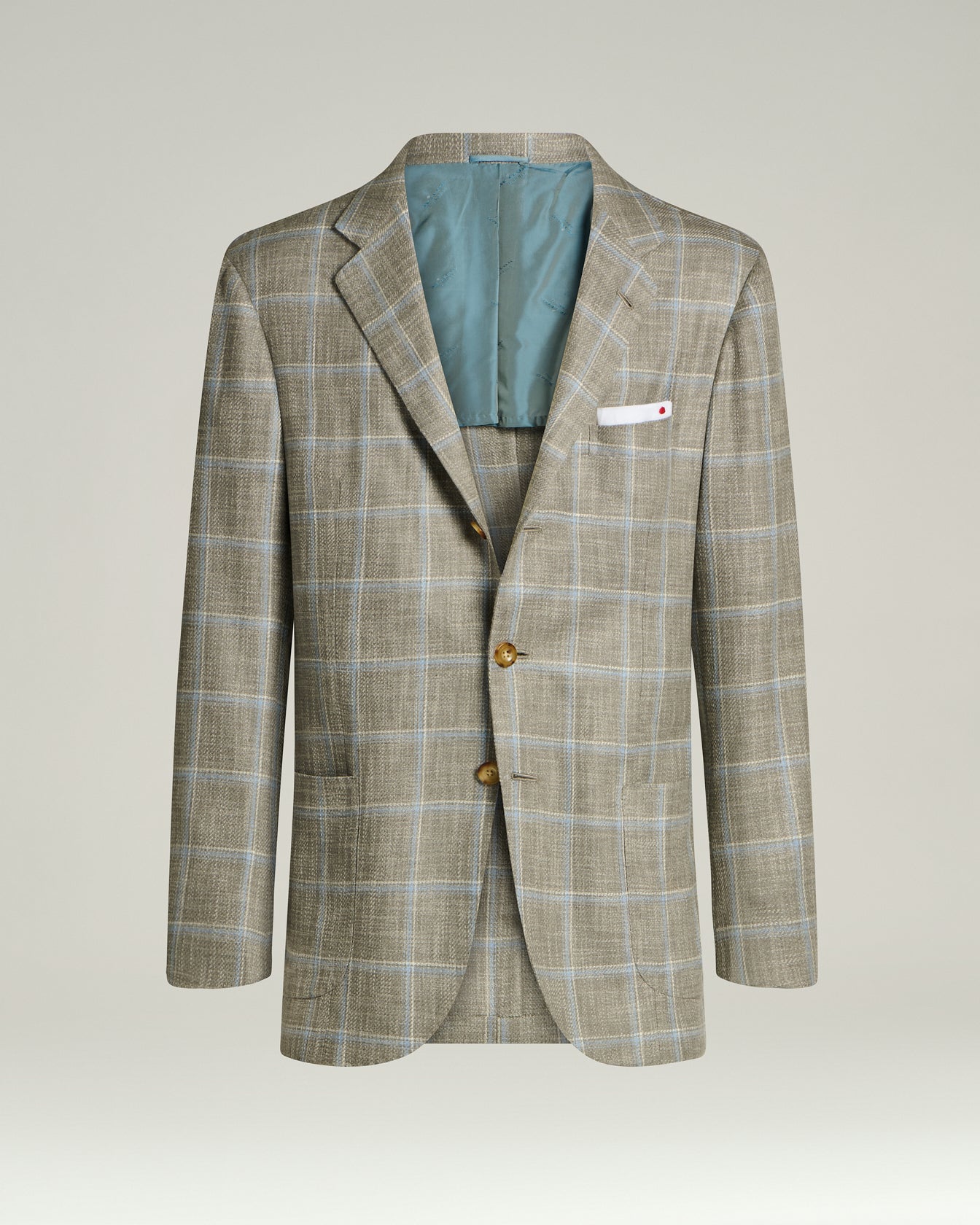 SILK, COTTON AND WOOL CHECKED SINGLE-BREASTED JACKET