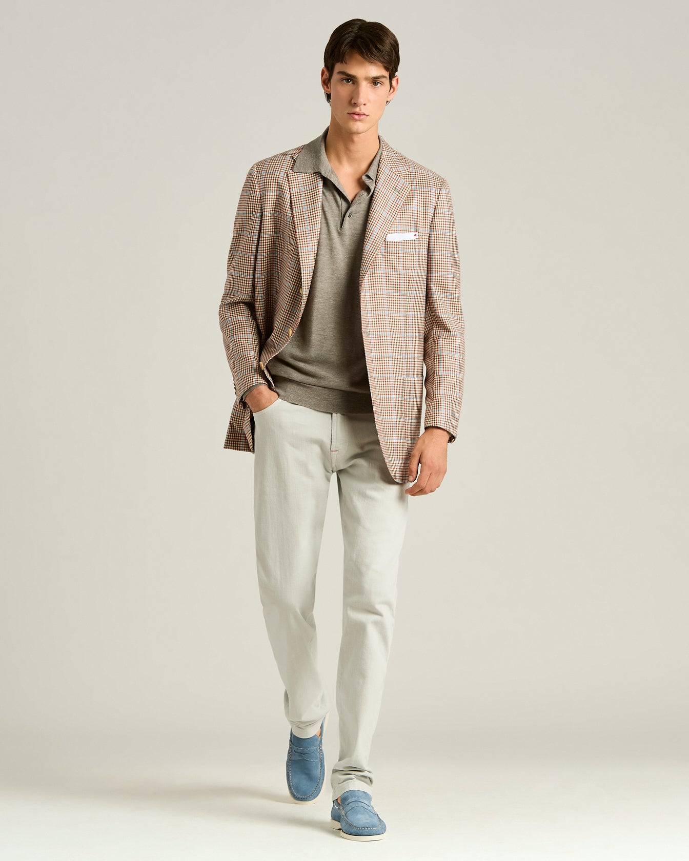 sizeXL☆極美品☆キトン KITON スーパー150’s製段返３釦ジャケット Men's brown cashmere and silk single-breasted jacket | Kiton