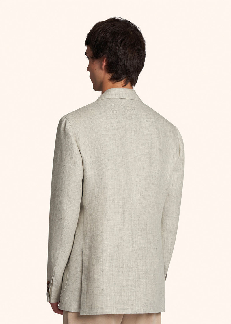 Kiton beige jacket for man, in linen 3