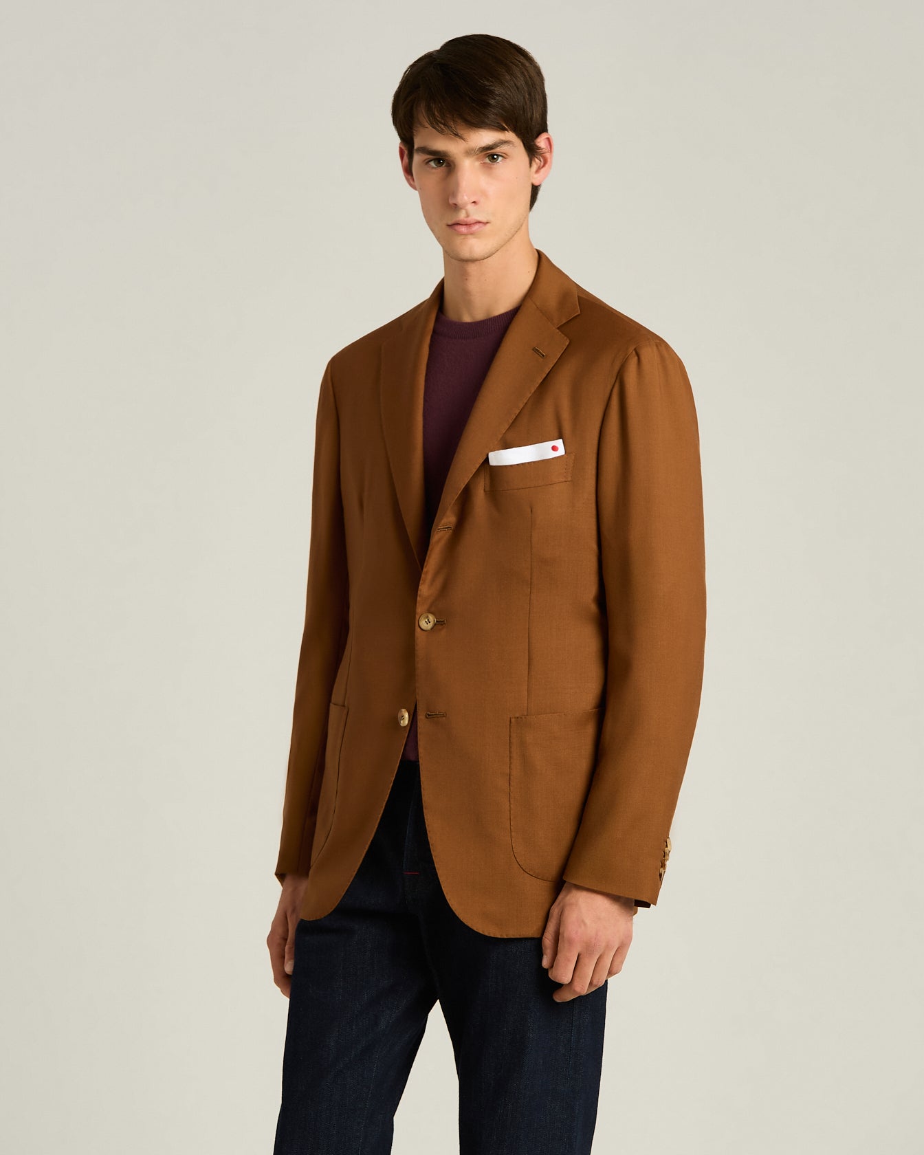 CASHMERE SINGLE-BREASTED JACKET IN BROWN