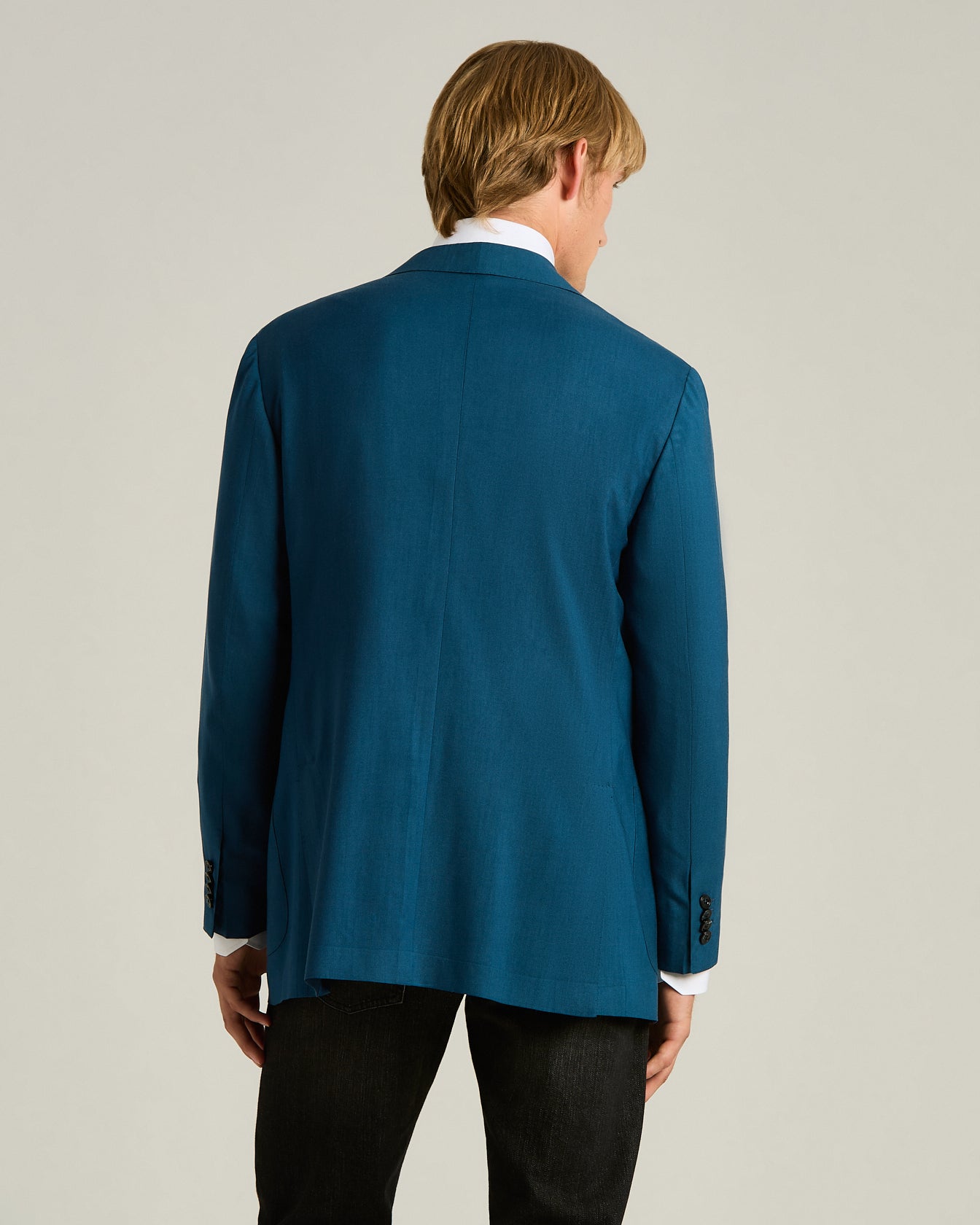 CASHMERE SINGLE-BREASTED JACKET IN BLUE