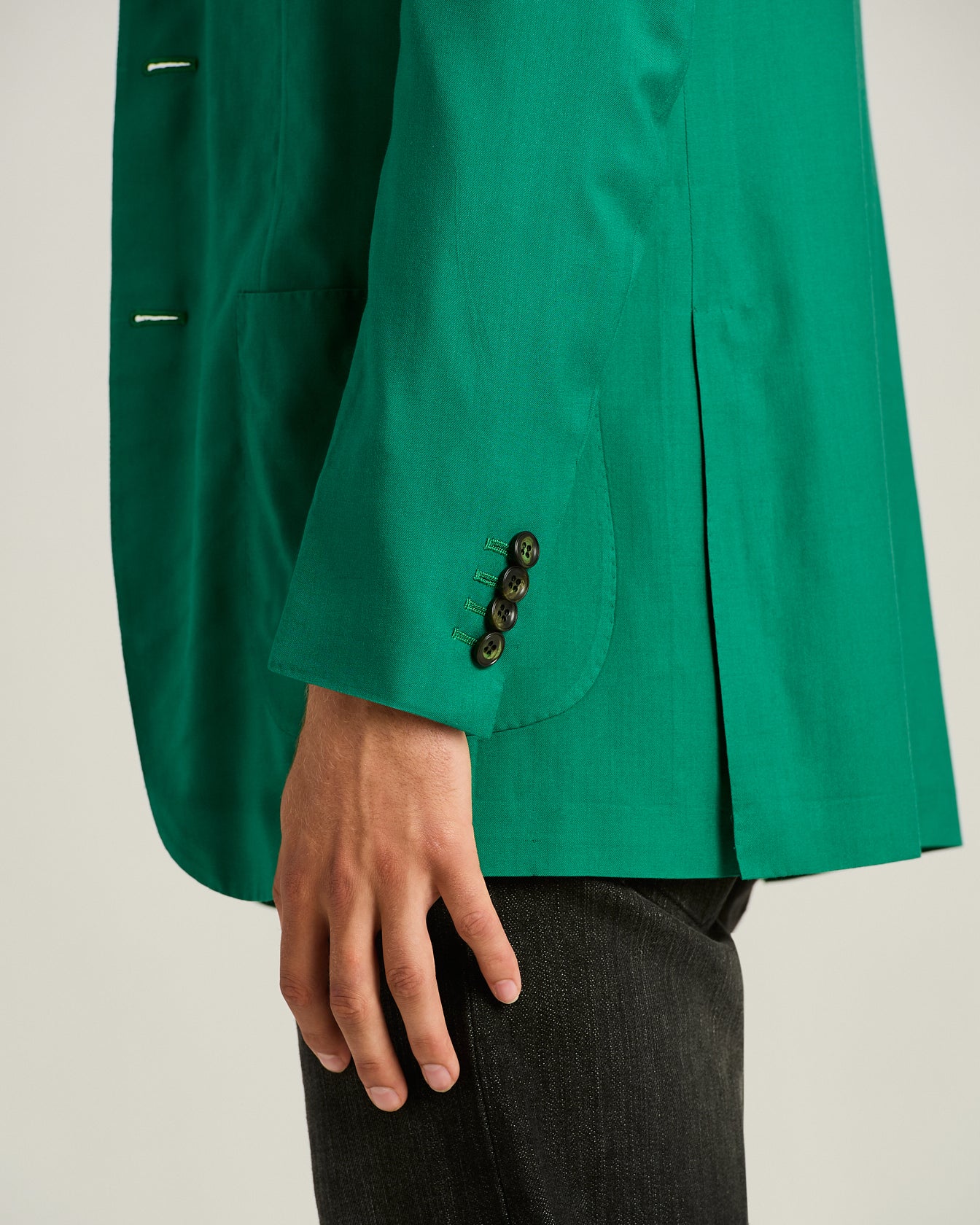 CASHMERE SINGLE-BREASTED JACKET IN GREEN