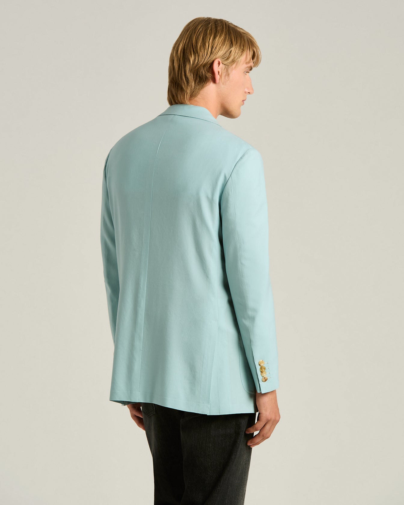 CASHMERE SINGLE-BREASTED JACKET IN AZURE