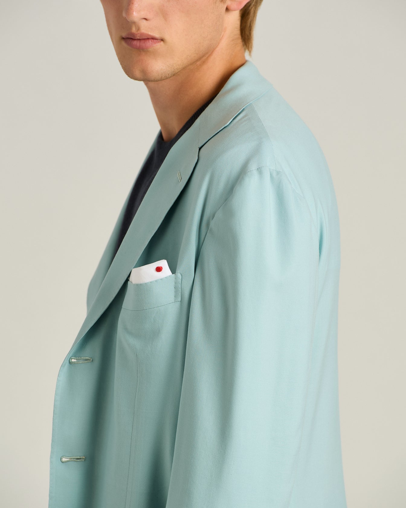 CASHMERE SINGLE-BREASTED JACKET IN AZURE