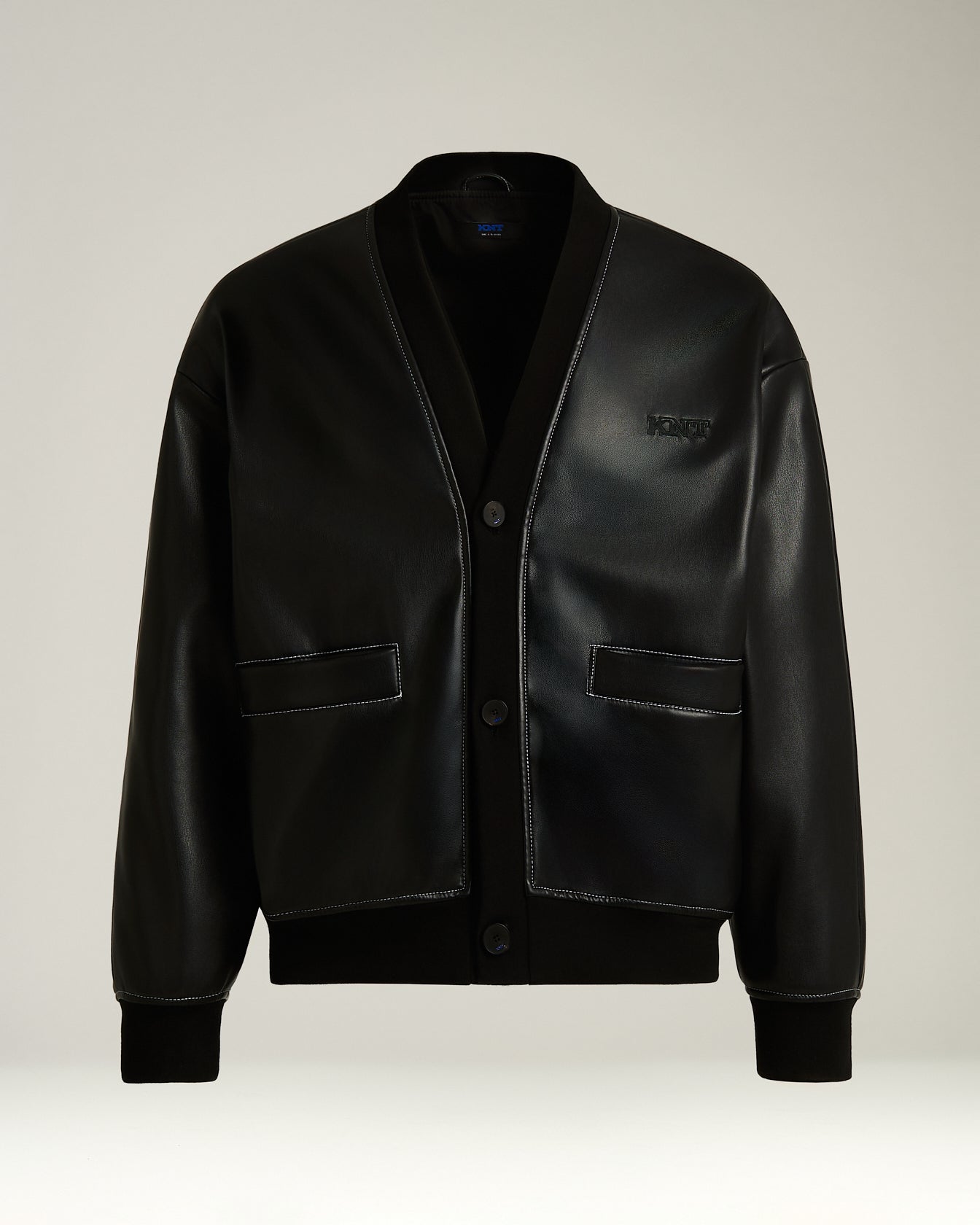 LEATHER-EFFECT BOMBER JACKET WITH A CONTEMPORARY SILHOUETTE
