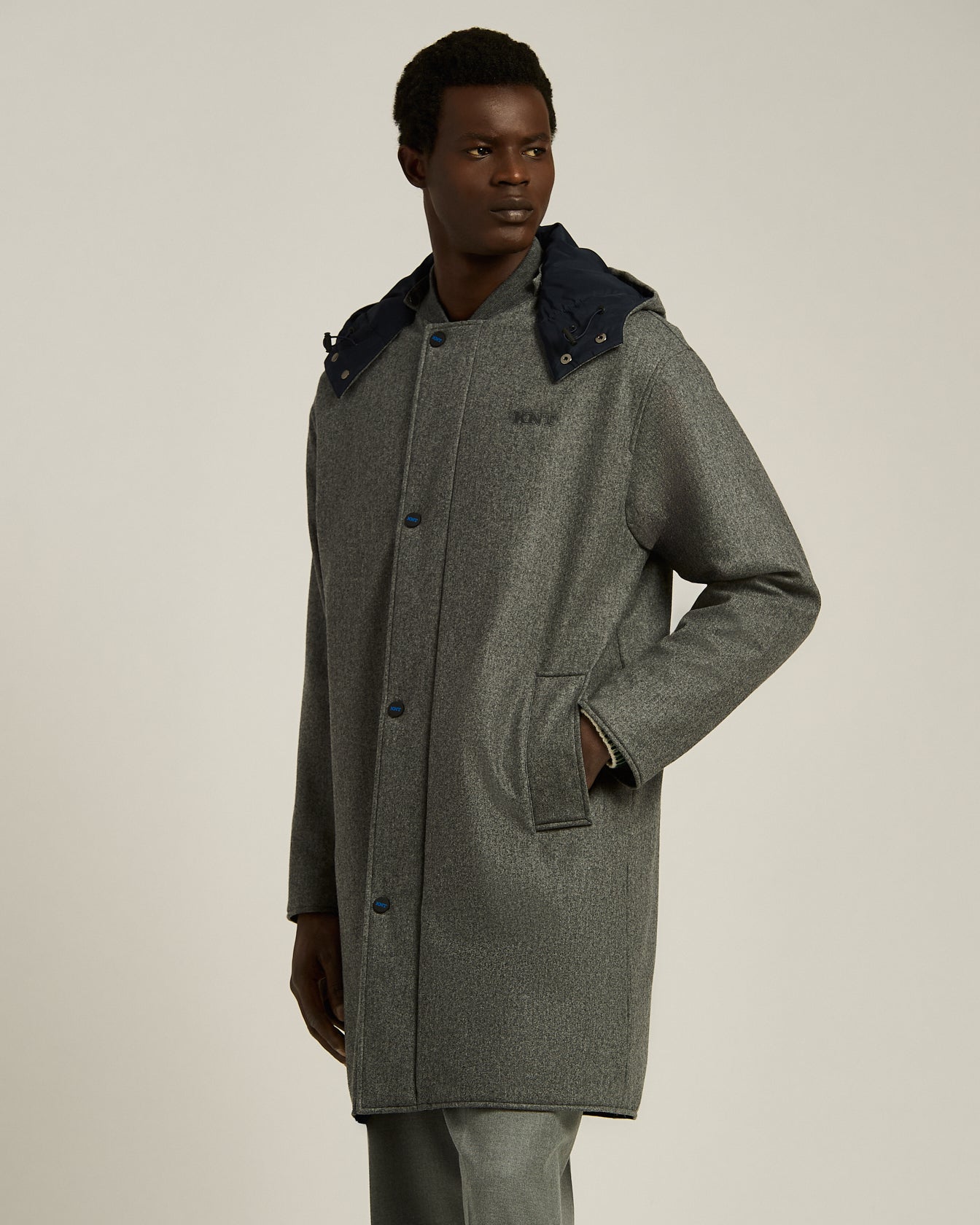 PURE VIRGIN WOOL OVERCOAT WITH HOOD