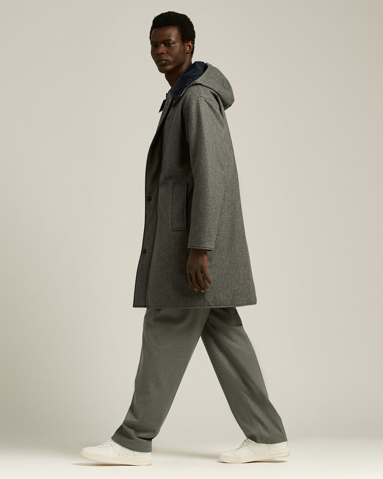 PURE VIRGIN WOOL OVERCOAT WITH HOOD
