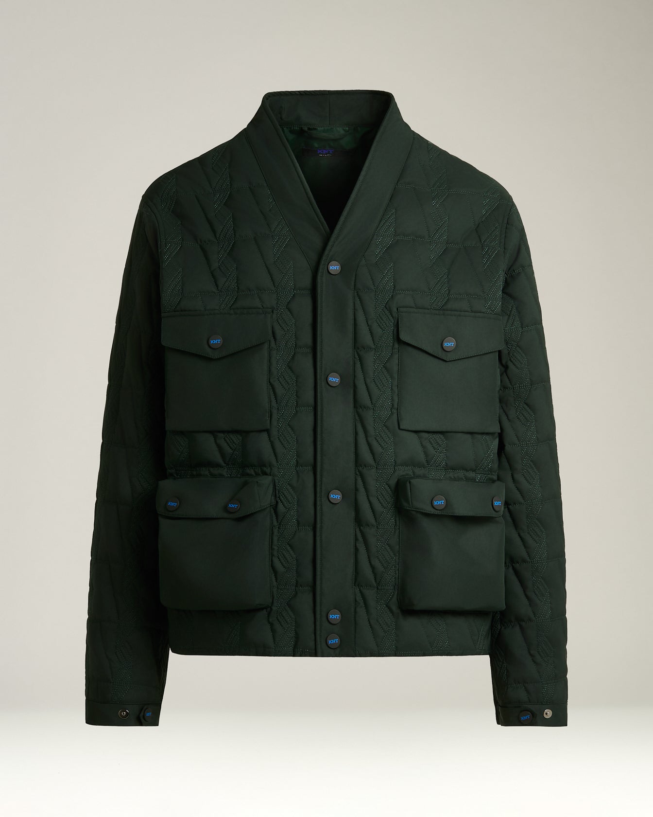 QUILTED JACKET WITH JACQUARD PATTERN AND UTILITY POCKETS