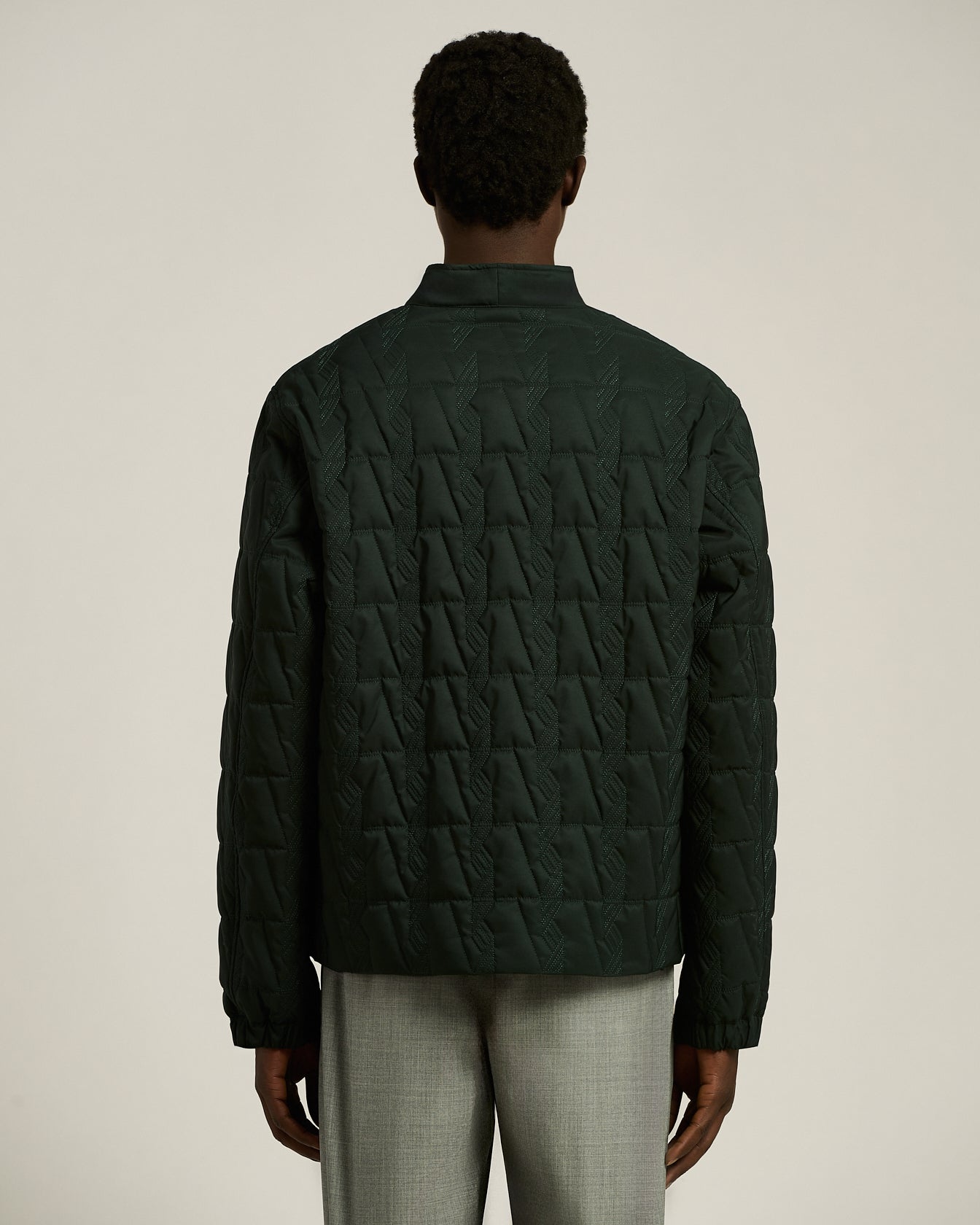 QUILTED JACKET WITH JACQUARD PATTERN AND UTILITY POCKETS