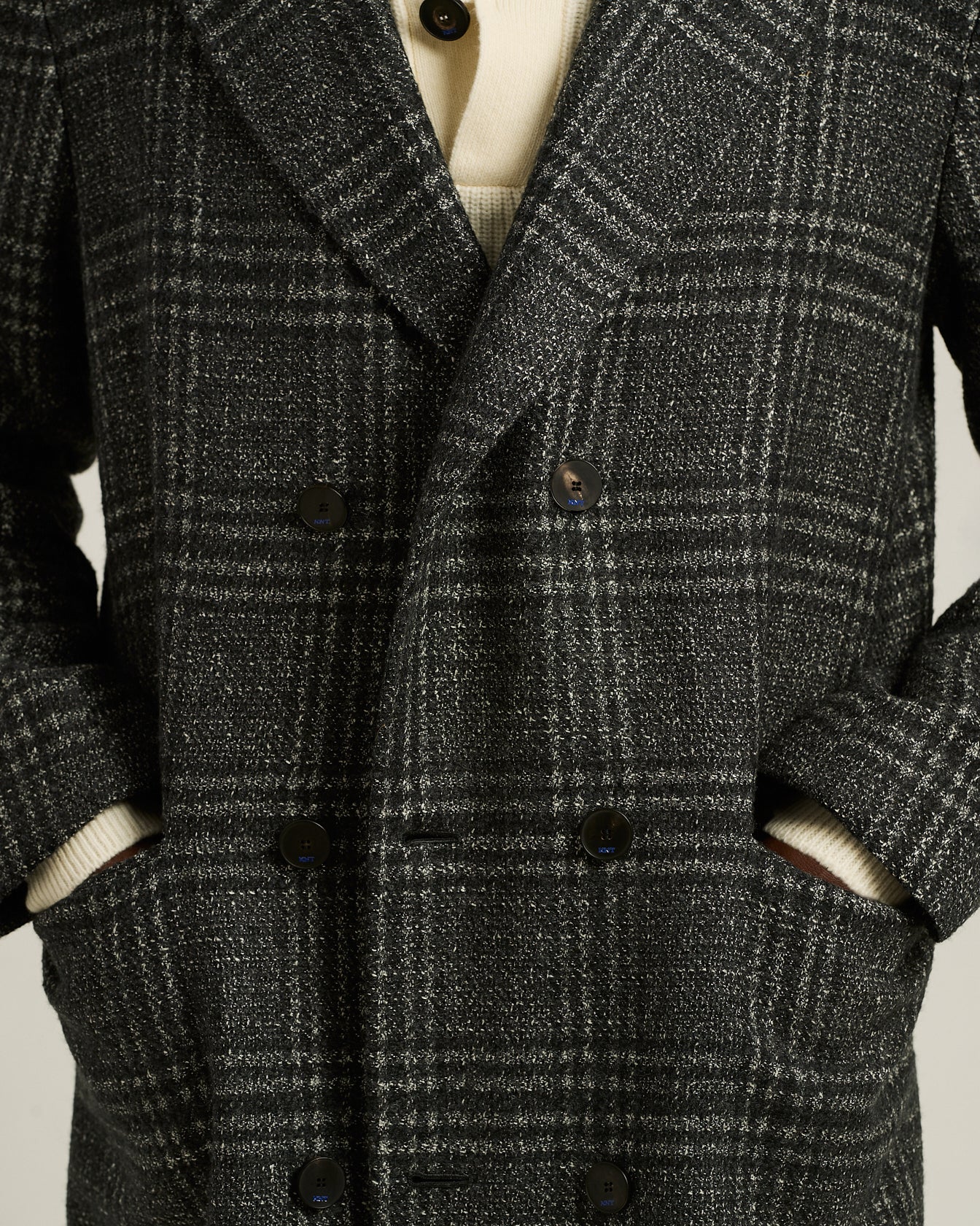 WOOL, CASHMERE AND SILK DOUBLE-BREASTED LONG COAT