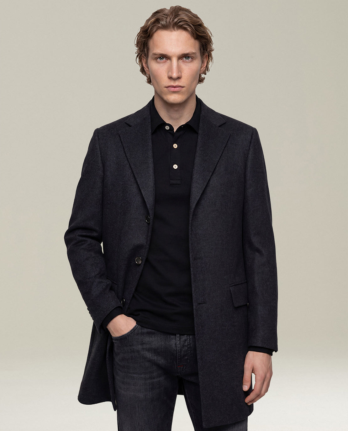 GREY PURE CASHMERE COAT