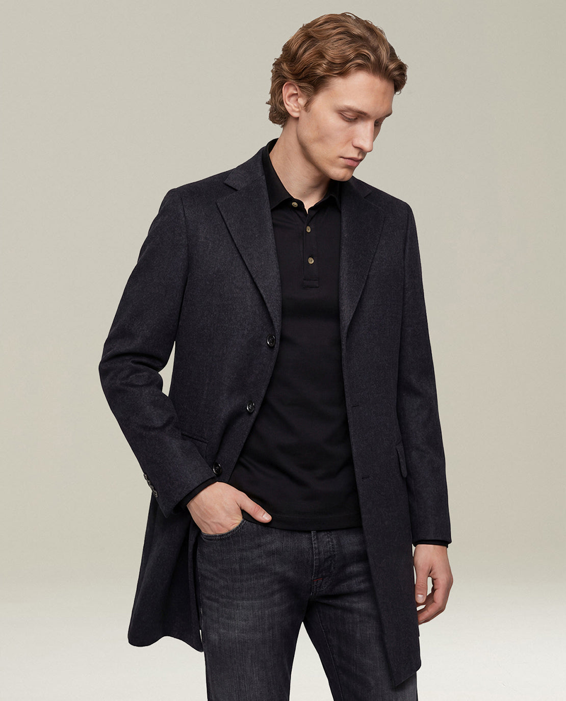 GREY PURE CASHMERE COAT