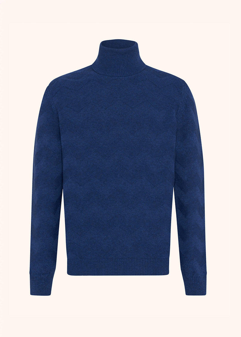 Kiton electric blue jersey high neck for man, in cashmere 1