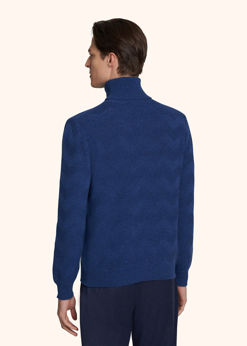 Kiton electric blue jersey high neck for man, in cashmere 3