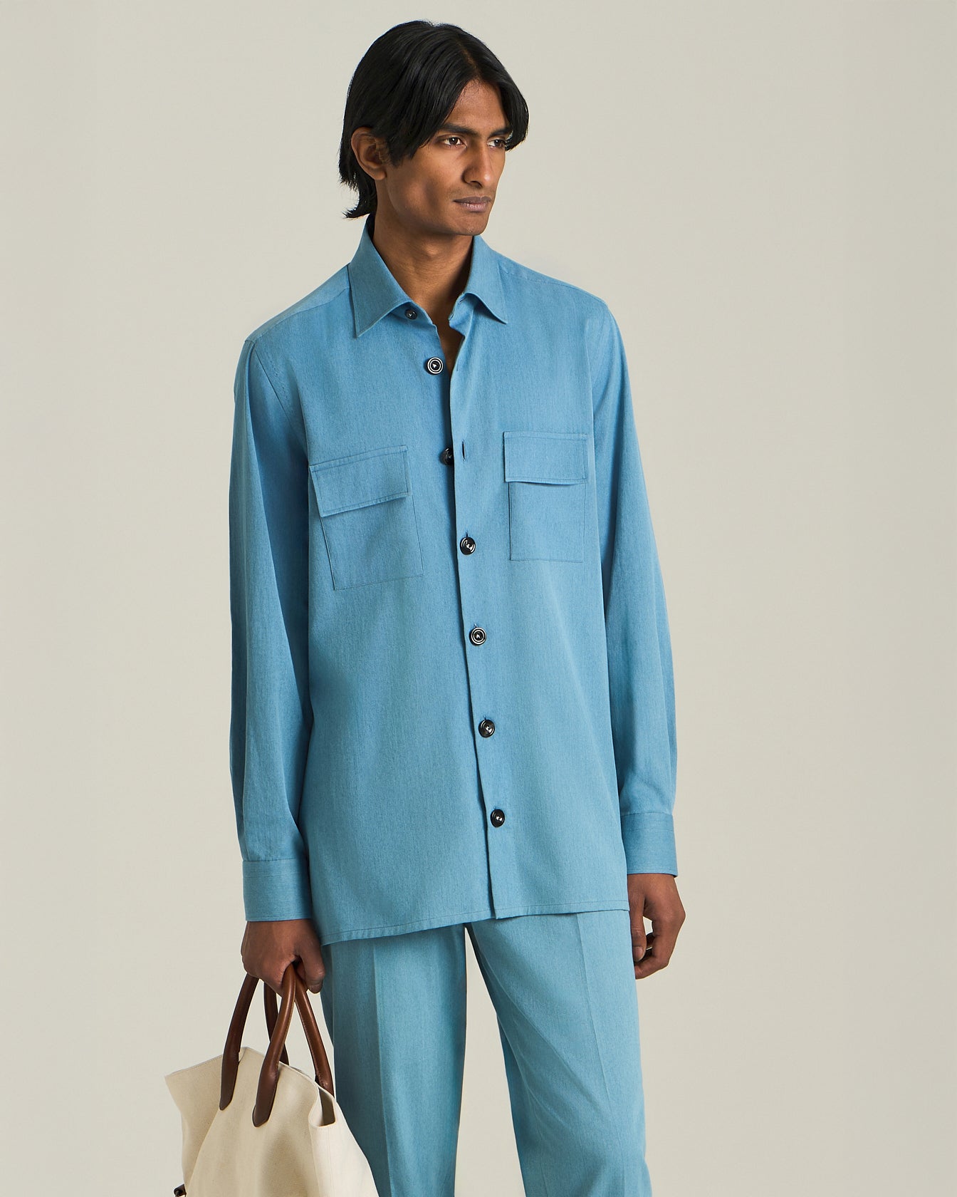 OVERSHIRT IN COTONE DÉLAVÉ