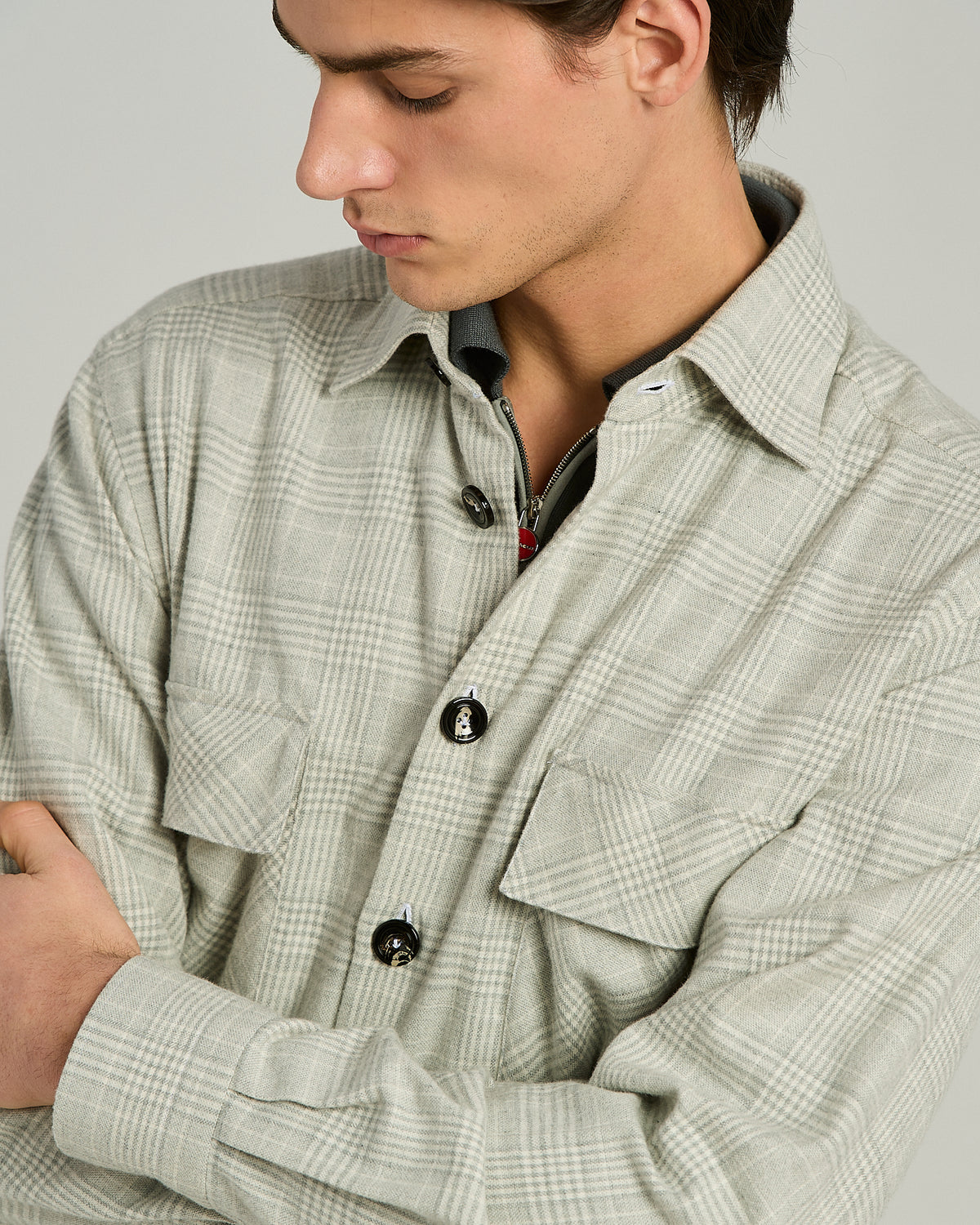 LIGHT GREY AROUND COTTON SHIRT 4