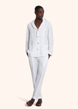 Kiton white luca - jersey w/hood for man, in linen 5