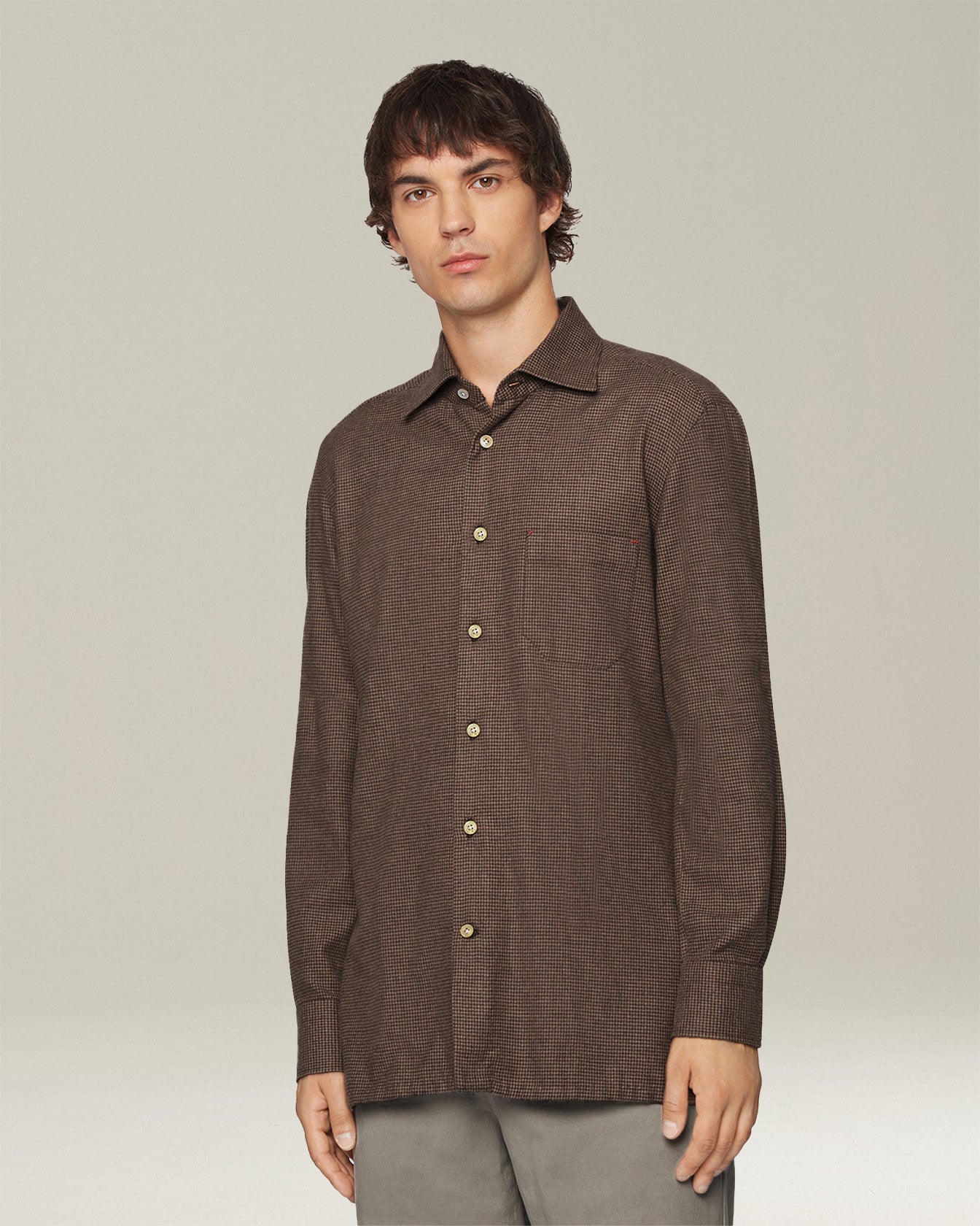 ‘NERANO’ HOUNDSTOOTH FLANNEL SHIRT