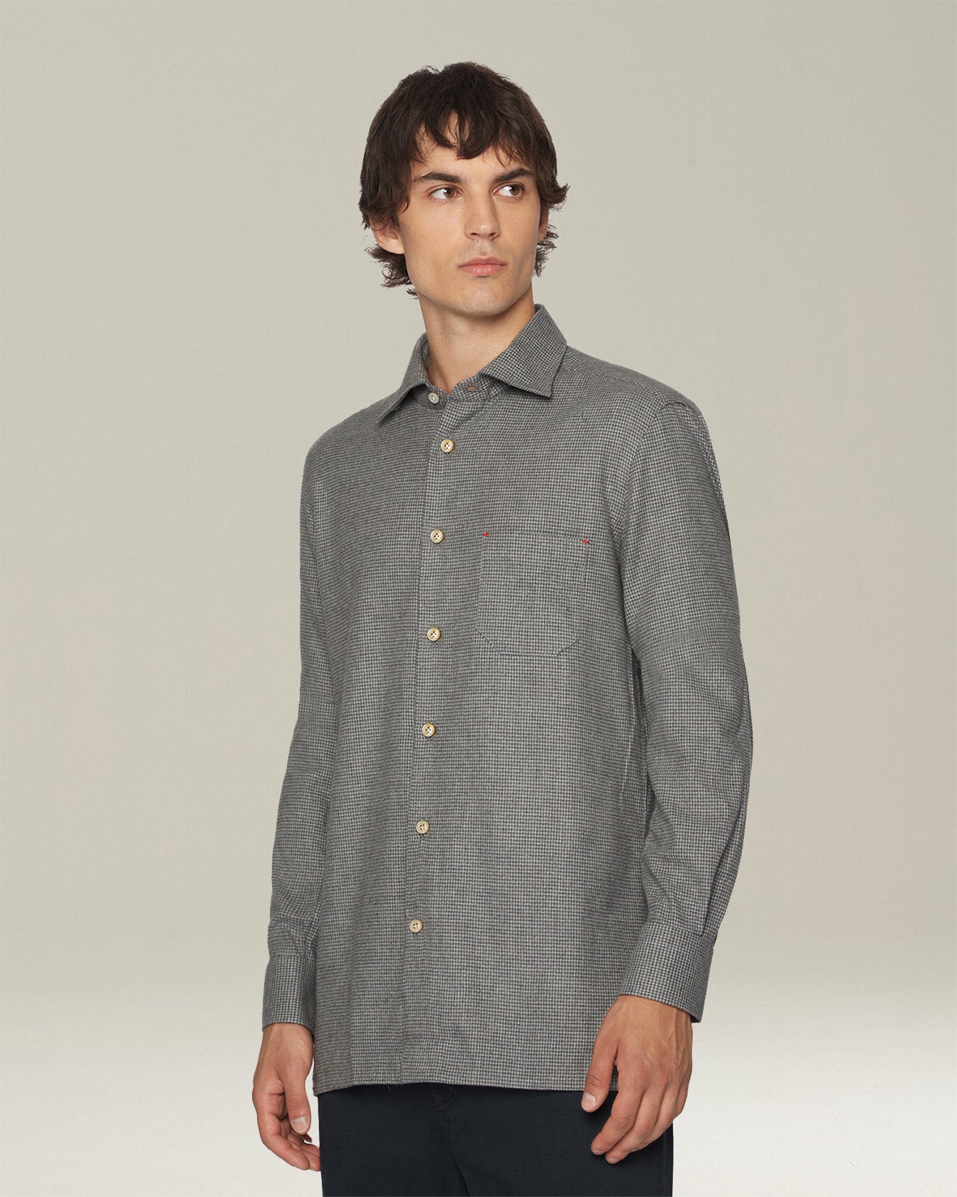 CAMICIA NERANO IN FLANELLA PIED DE POULE