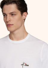 Kiton white t-shirt s/s for man, in cotton 4