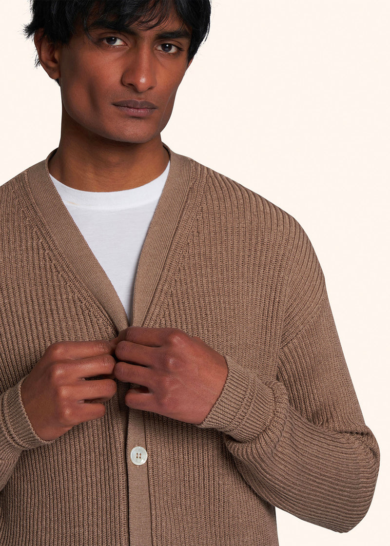 Kiton camel sweater for man, in cotton 4