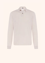 Kiton ice/milkwhite jersey poloshirt l/s for man, in cotton 1