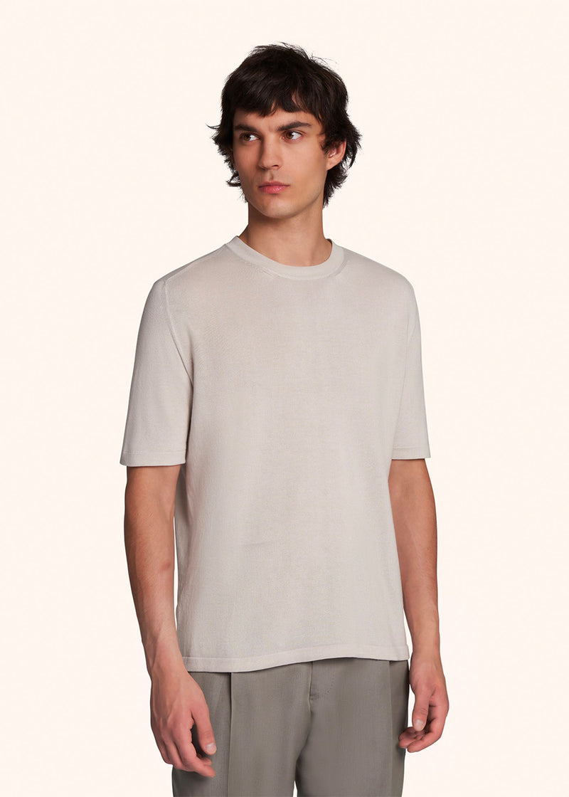 Kiton ice/milkwhite t-shirt for man, in cotton 2