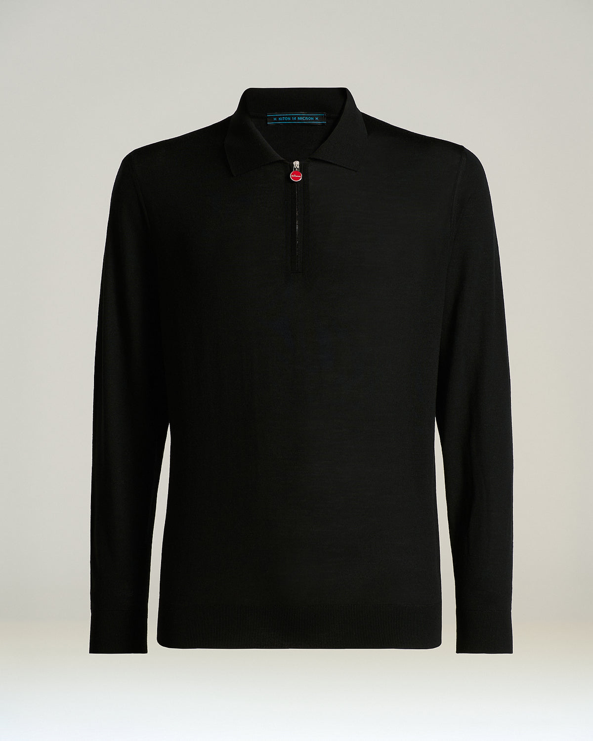 BLACK ULTRAFINE WOOL ZIP POLO 1