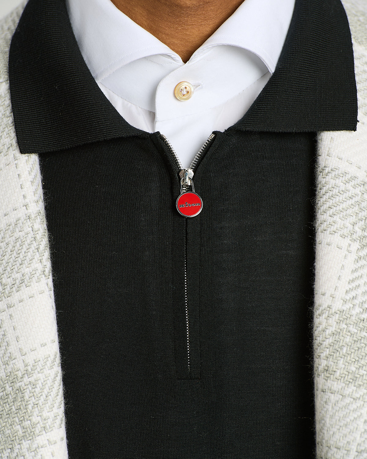 BLACK ULTRAFINE WOOL ZIP POLO 4