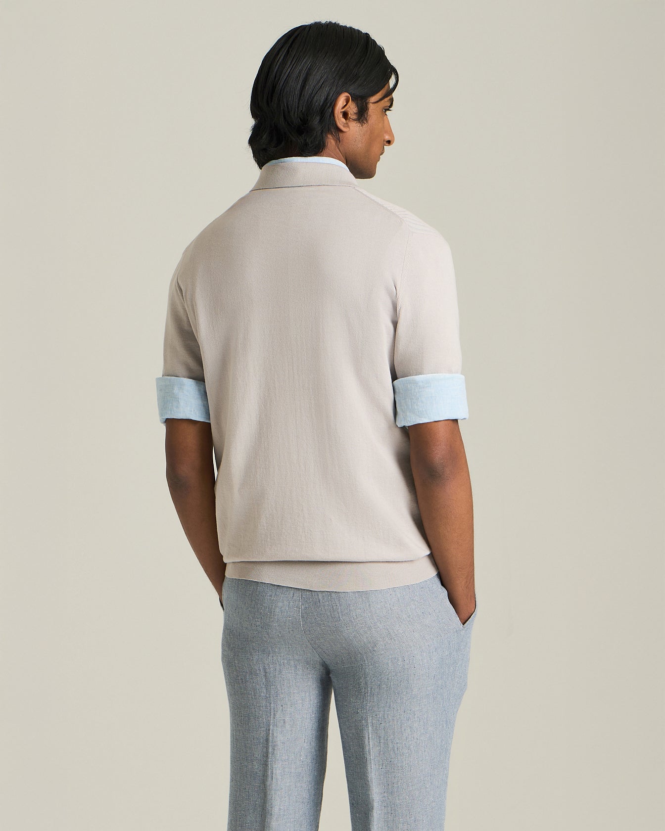 COTTON POLO SHIRT WITH SIMPLE RIBBED PATTERN