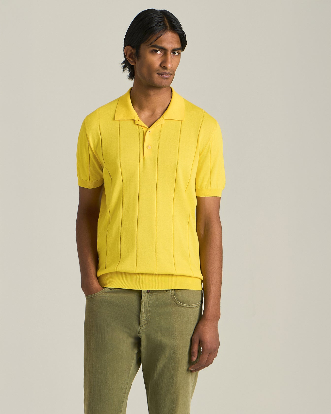 COTTON POLO SHIRT WITH RIBBED PATTERN