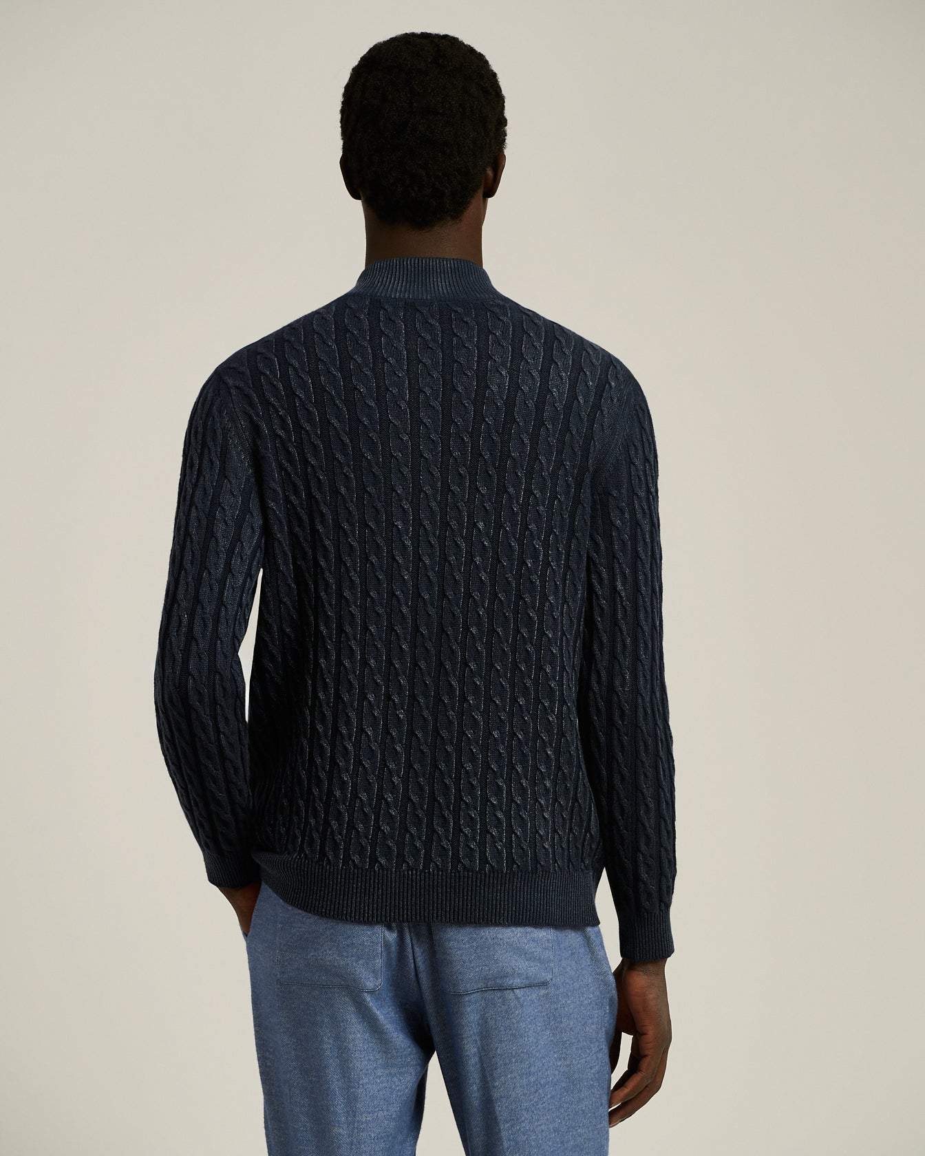 FULL-ZIP CARDIGAN IN MIDNIGHT BLUE CASHMERE