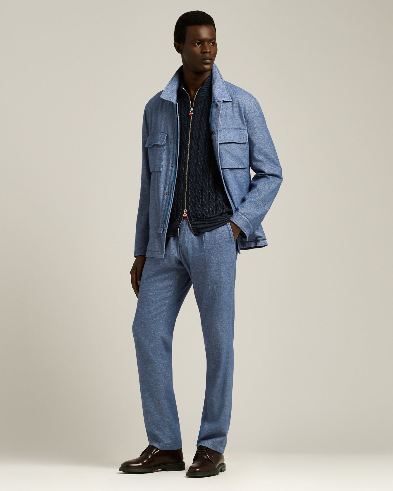 FULL-ZIP CARDIGAN IN MIDNIGHT BLUE CASHMERE