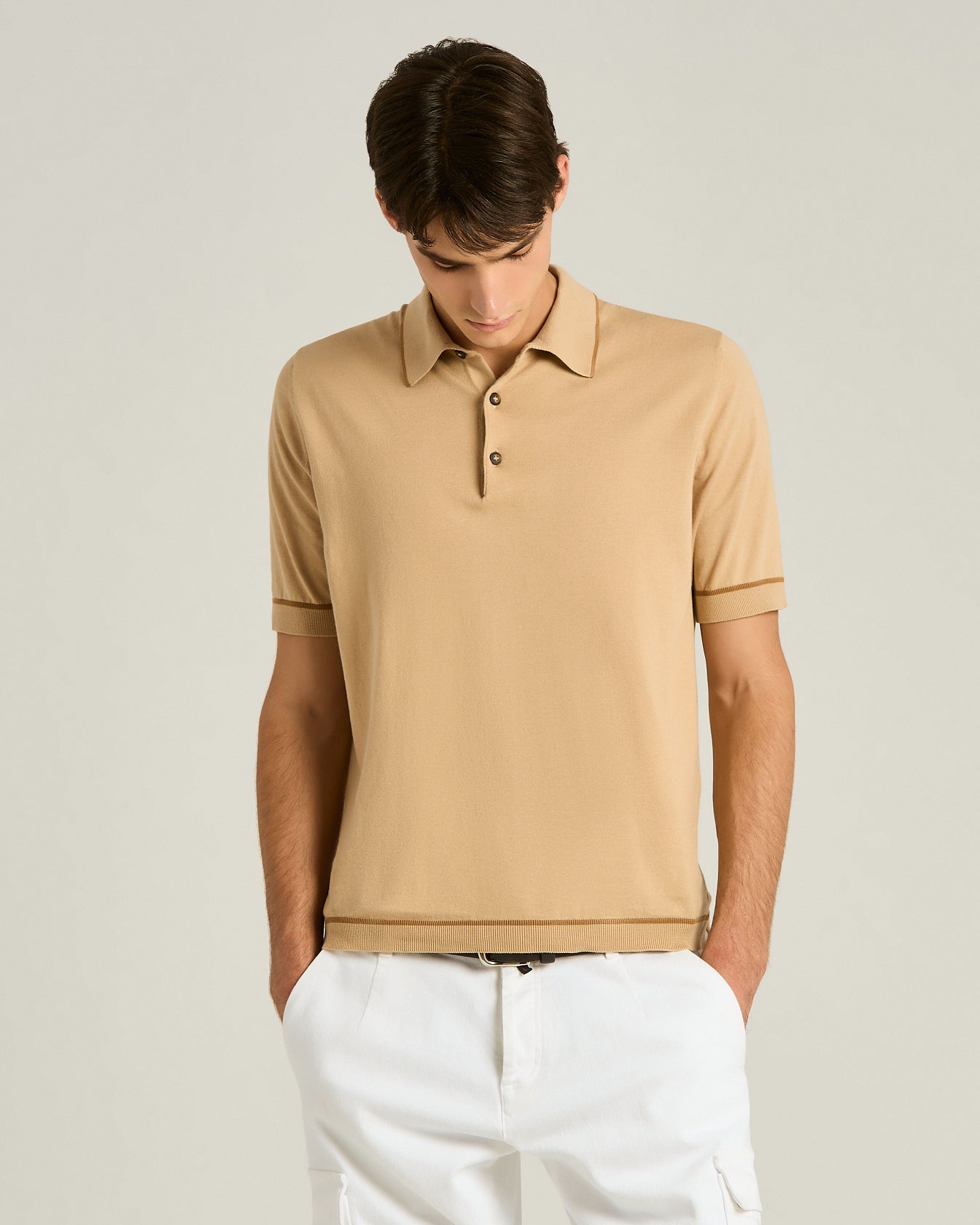 COTTON KNIT SHORT-SLEEVED POLO SHIRT