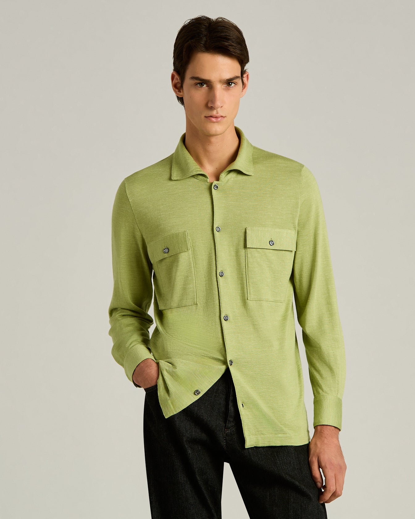 SILK, CASHMERE AND LINEN BLEND OVERSHIRT