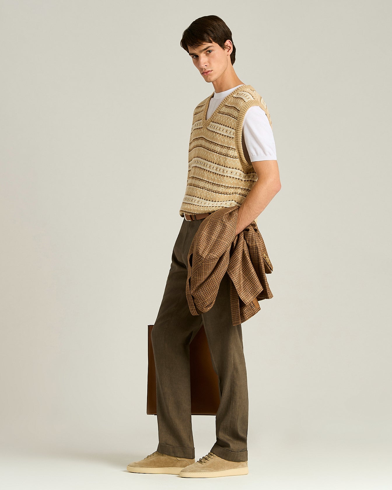 PURE COTTON SHORT-SLEEVED CREW NECK SWEATER