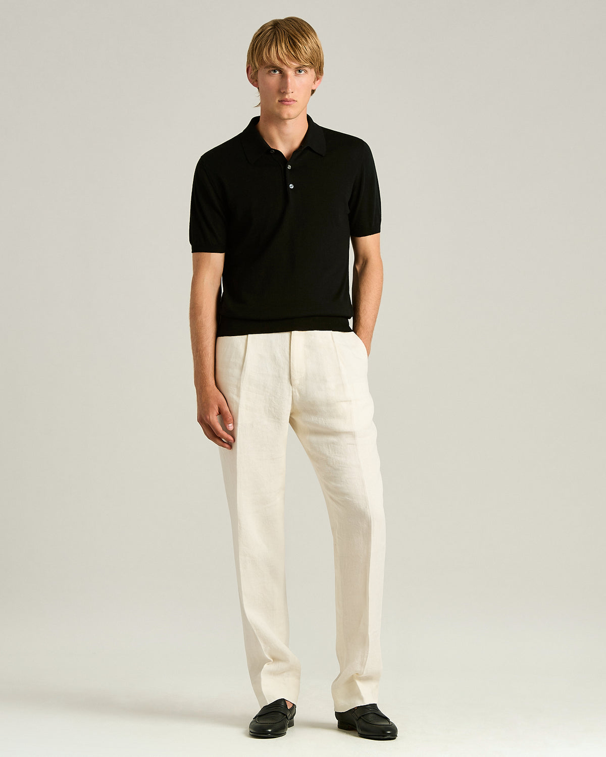 Black Pure Cotton Short-Sleeved Polo Shirt