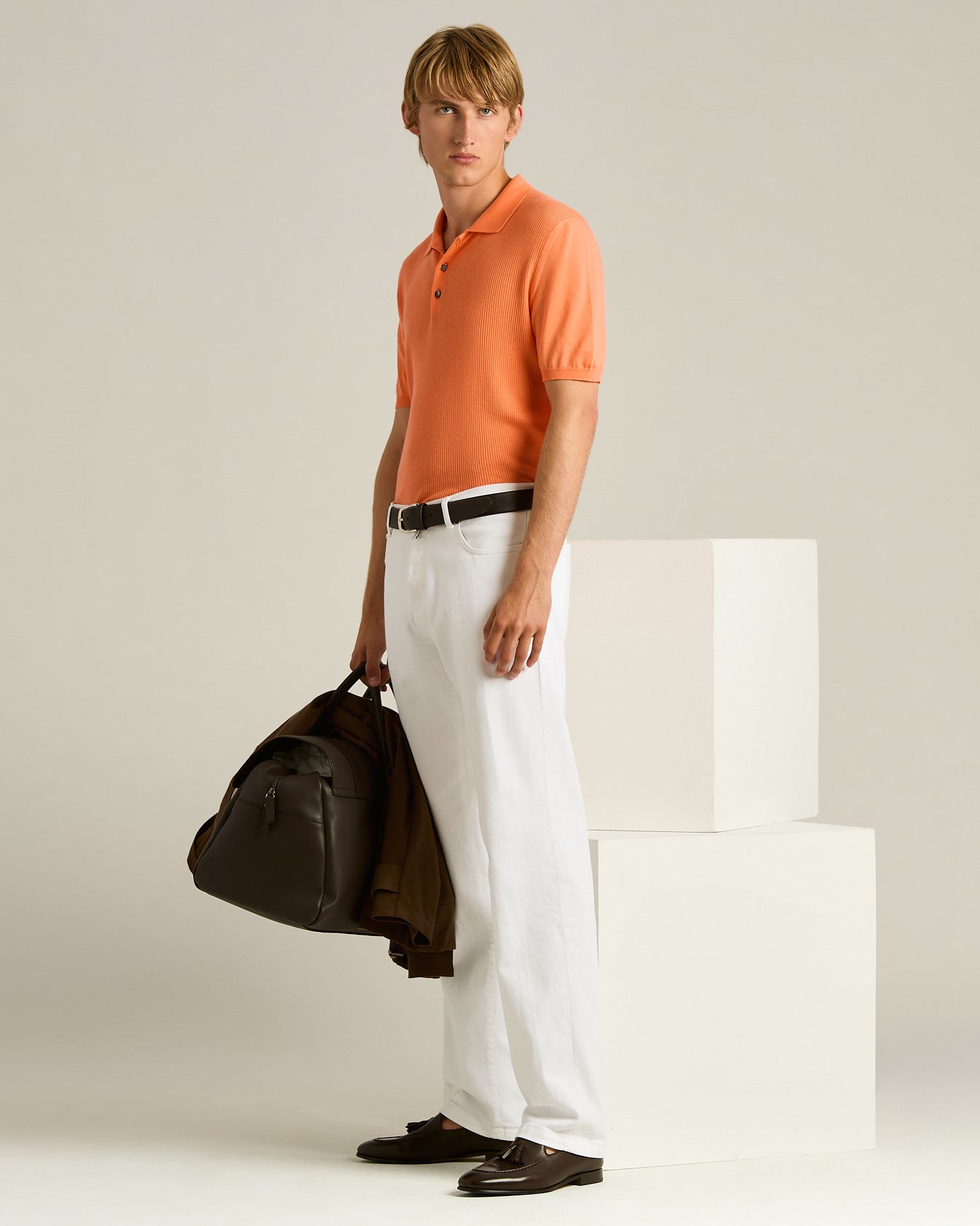 RIBBED COTTON POLO SHIRT