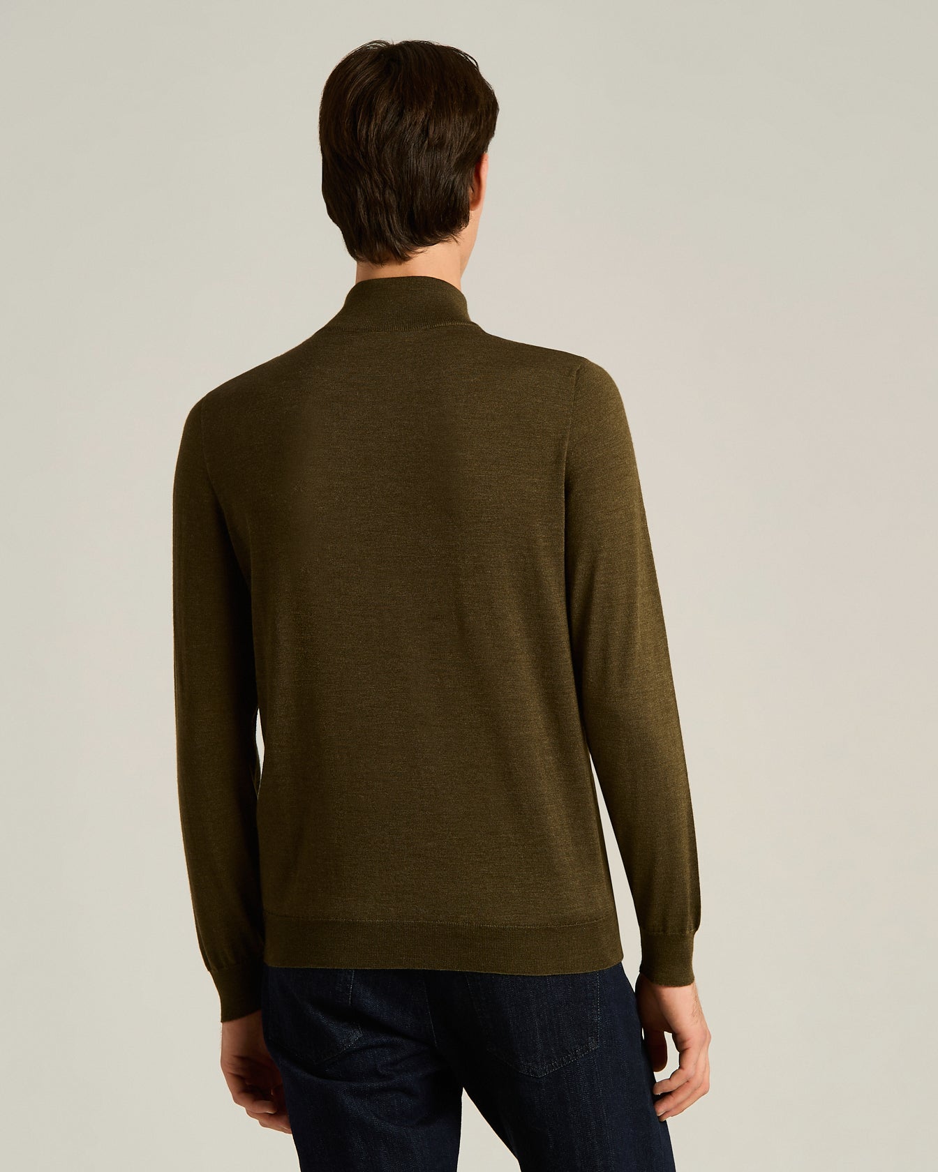 Cashmere and Silk Blend Jacket with Contrasting Details in Moss Green and Lambskin3