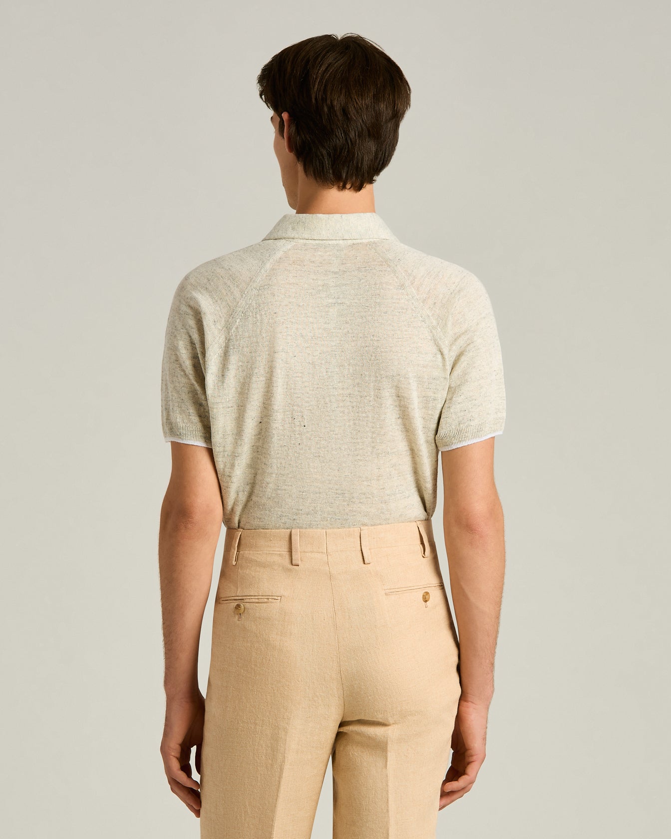 PURE LINEN SHORT-SLEEVED POLO SHIRT