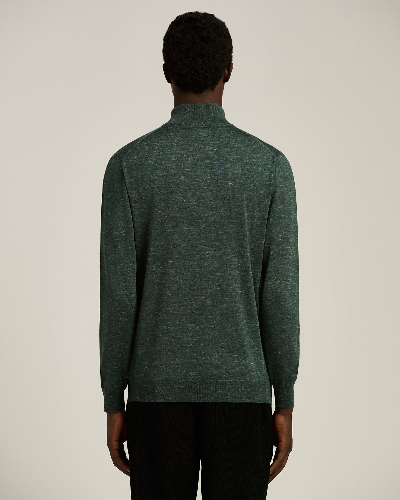 MAGLIA LUPETTO CON ZIP IN SETA, CASHMERE E LINO