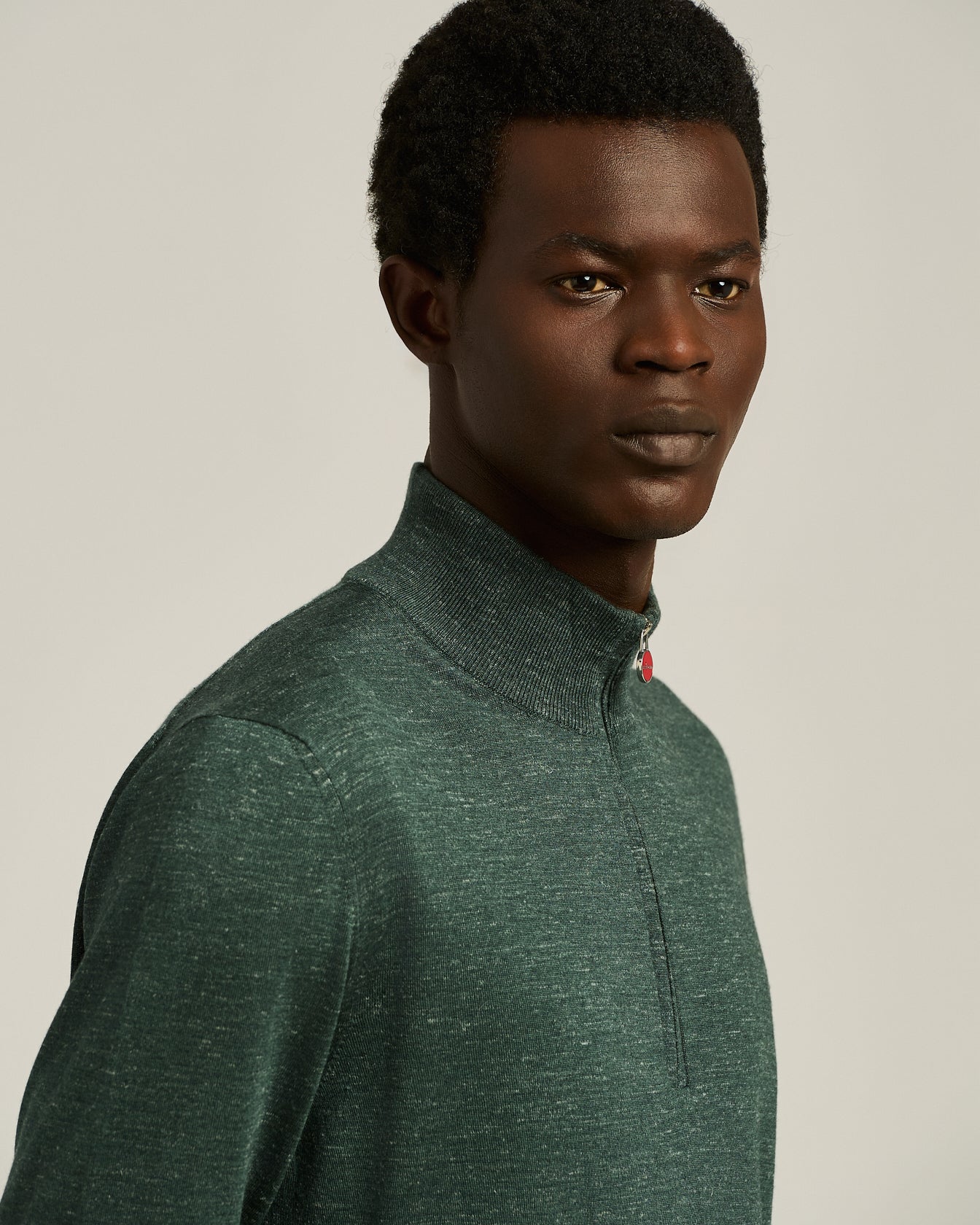 MAGLIA LUPETTO CON ZIP IN SETA, CASHMERE E LINO