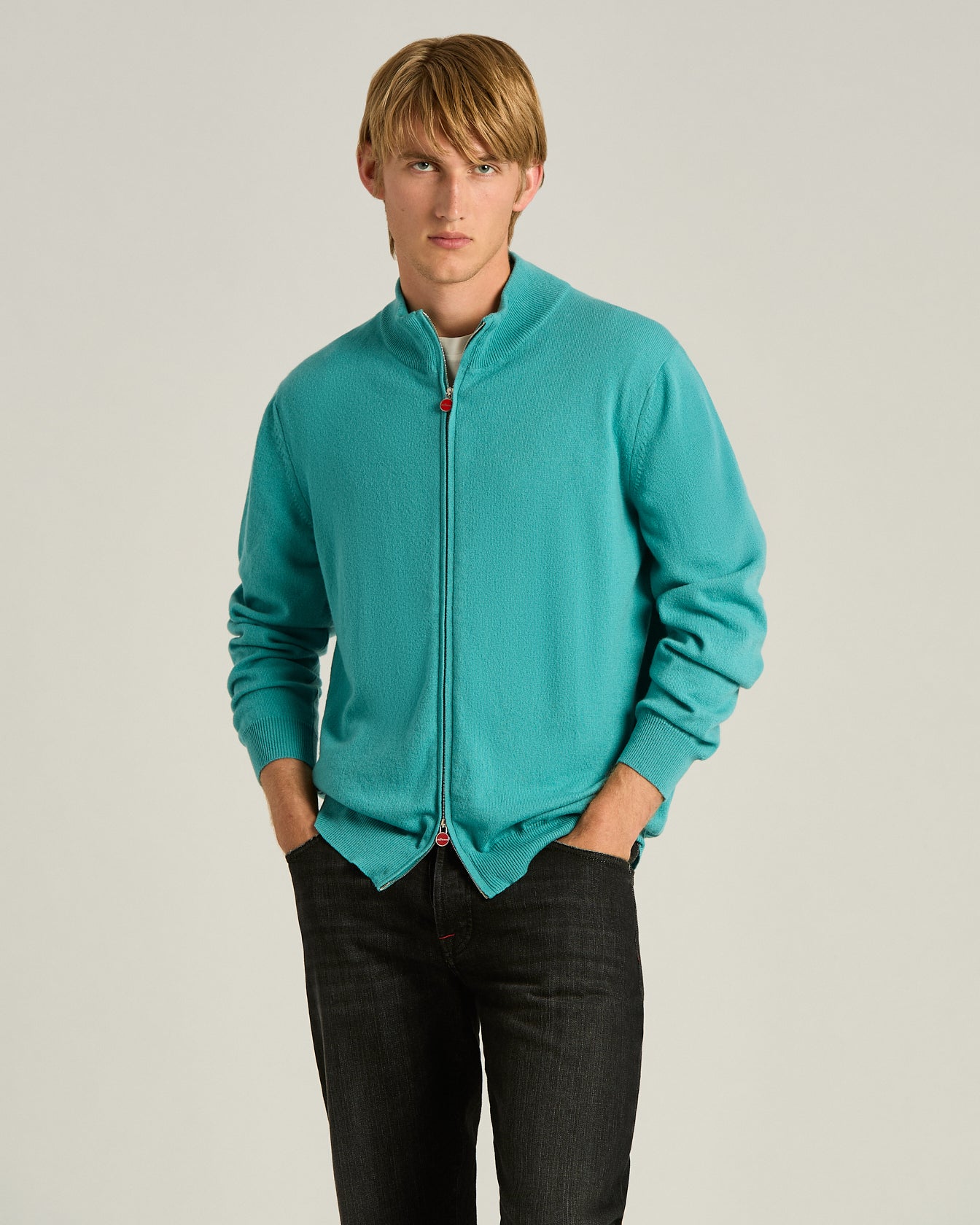 Kiton キートン カシミヤ ミドルゲージ ニット ブルゾン 48 men's pure cashmere sweater with zip | Kiton