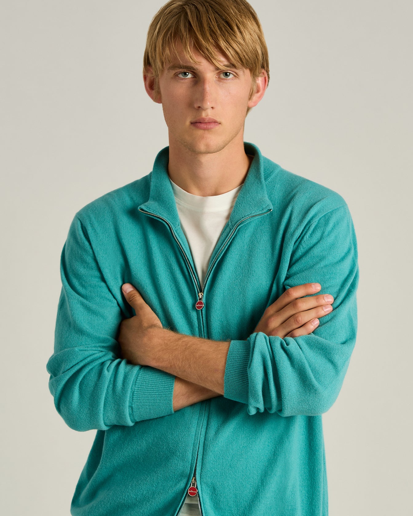 Kiton キートン カシミヤ ミドルゲージ ニット ブルゾン 48 men's pure cashmere sweater with zip | Kiton