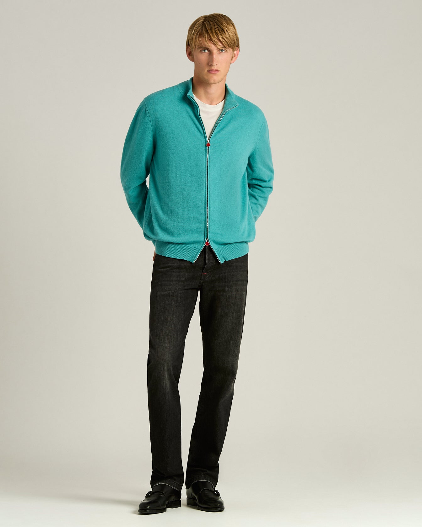 men's pure cashmere sweater with zip | Kiton