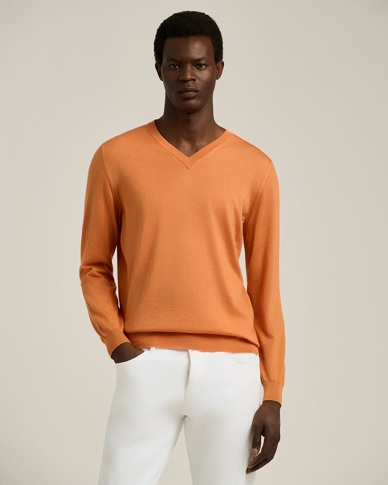 MAGLIA SCOLLO V IN CASHMERE E SETA
