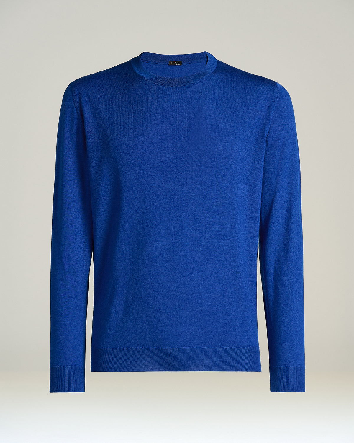 BRILLIANT BLUE CASHMERE ROUND-NECK SWEATER 1