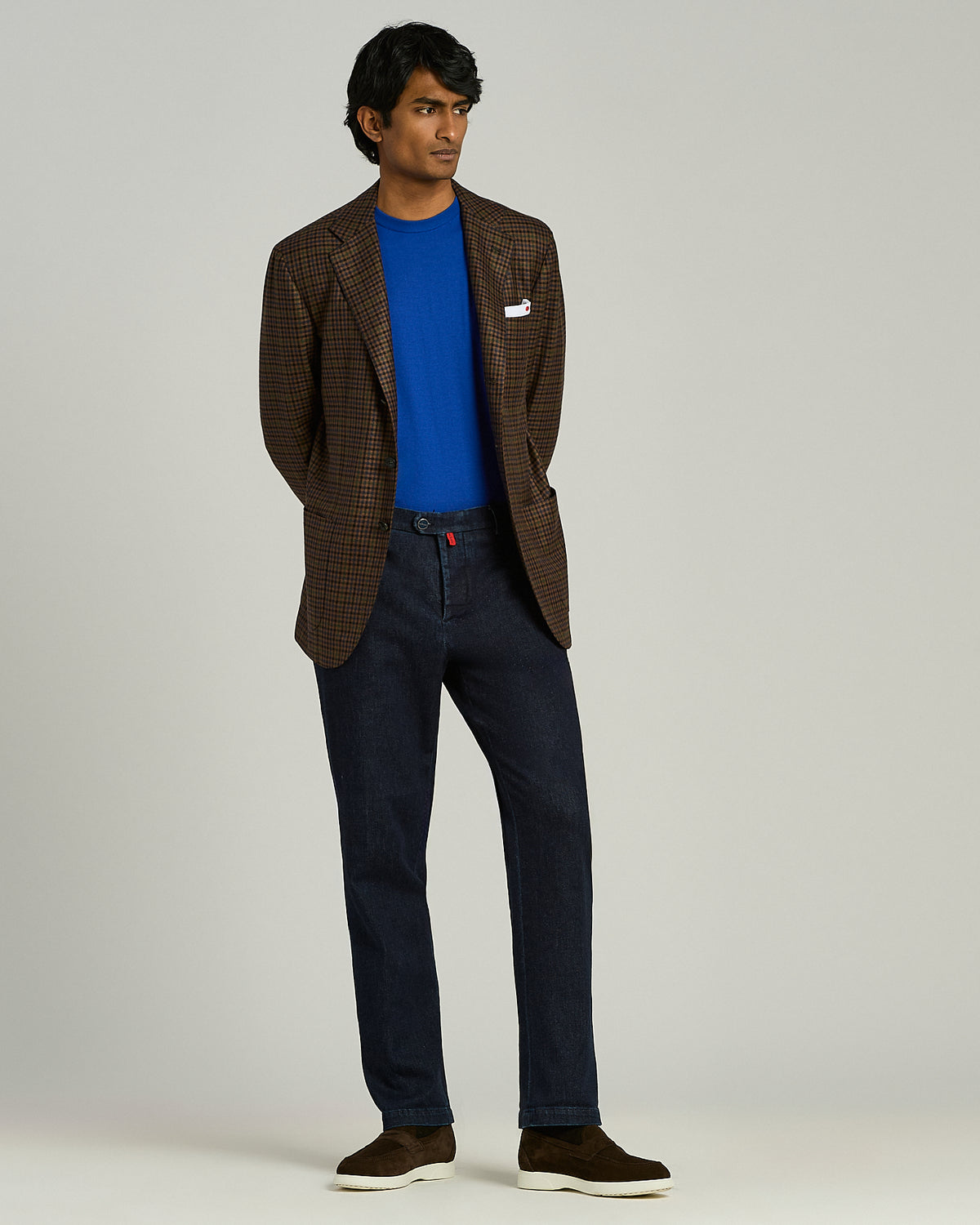 BRILLIANT BLUE CASHMERE ROUND-NECK SWEATER 5